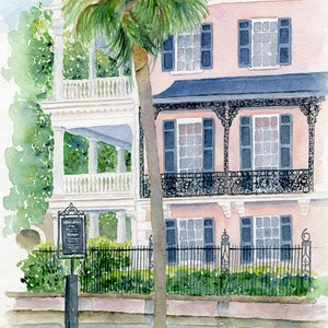 Edmonston-Alston House, Charleston Watercolor Print, Home Portrait