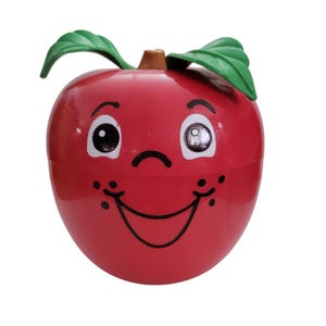 Fisher Price Happy Apple Musical Chime Ball Roly Poly Toy 1972 #435 Short Stem Vintage