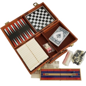 Vintage Magnetic Travel Board Games Chess Checkers Backgammon Cribbage Dominoes