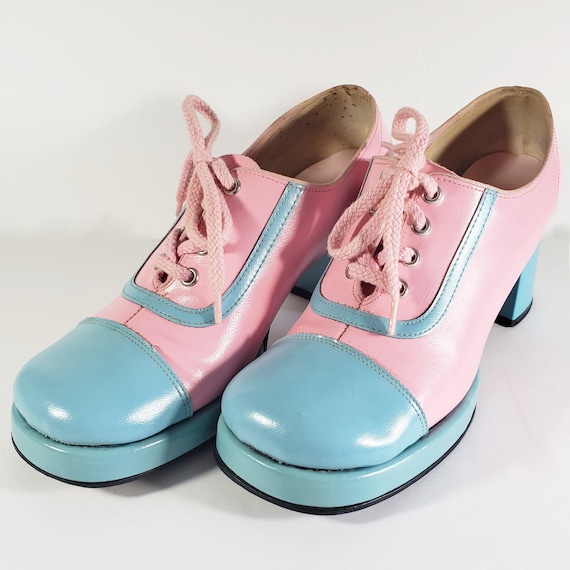 Vintage Oxford Rockabilly Platform Heels Pastel Pi