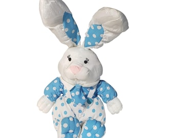 Coelhinho da Páscoa, bolinhas, azul, branco, pelúcia, bicho de pelúcia, babadores de nylon fofos