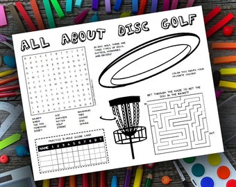 Kids Disc Golf Activity Work Sheet