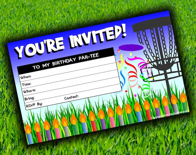 Disc Golf Birthday Party Invitations - Generic / Write in / Blank ...