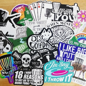 21 Disc Golf Stickers Large 3&quot; Waterproof for Mug, Laptop, Cooler, Water Bottle + 1 Logo Sticker