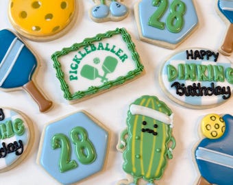 Pickleball Birthday Cookies One Dozen