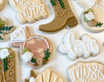 Cowgirl Wedding Shower Cookies One  Dozen