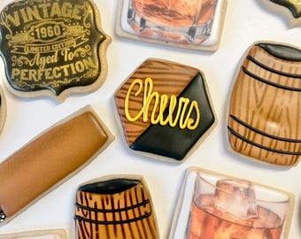 Whiskey and Cigar Birthday Cookies 1  Dozen