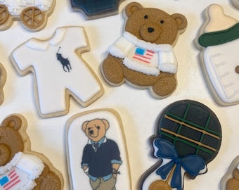 Ralph Lauren Inspired Baby Shower Cookies, Individually Wrapped (1
