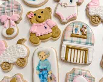 Pink Polo Bear  Sugar Cookie One Dozen cookies