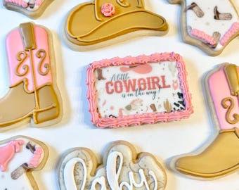 Cowgirl Baby Shower Sugar Cookies One Dozen