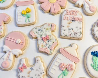 Baby in Bloom Shower Sugar Cookies 1 Dozen