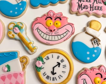 Alice in Wonderland  Sugar  Cookies one dozen