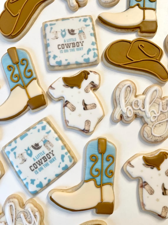 Cowboy Baby Shower Sugar Cookies One  Dozen