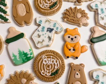 Woodland babyshower Cookies One Dozen