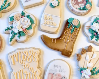 Boots and Bubbly Wedding Shower Cookies One  Dozen
