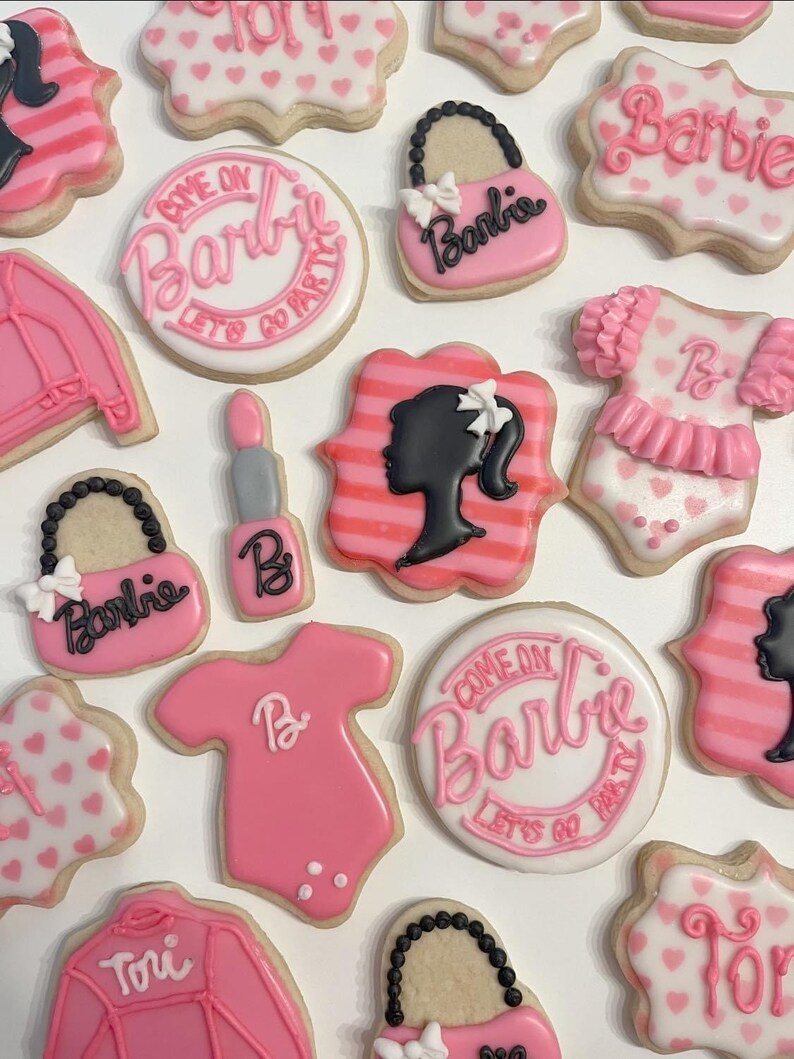 Barbie Doll Baby Shower Cookies One Dozen Etsy