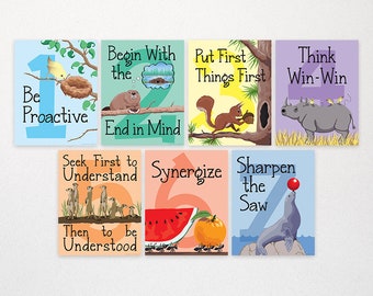 7 Habit Posters | 8x10 Digital | Animal Theme