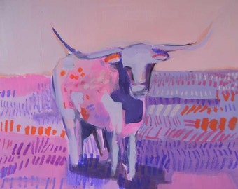 Purple Longhorn Paper Print