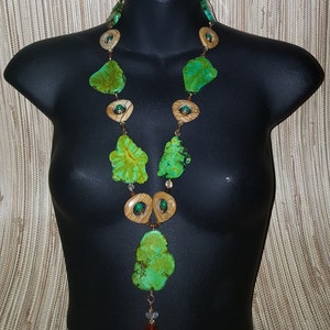 Handmade Green Turquoise Long Necklace