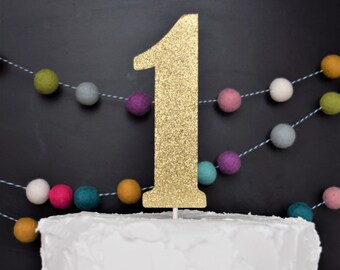 1st Birthday Cake Topper...Number Cake Topper...One Cake Topper...Cake Smash Photo Prop...Gold Glitter One Cake Topper...Cake Toppers