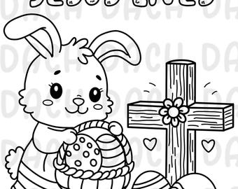Hop for Joy, Jesus lives coloring page