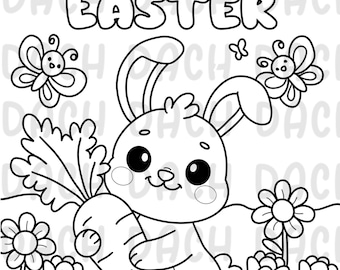 Happy Easter bunny coloring page
