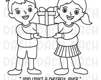 Cheerful giver coloring page