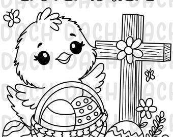Chirp with cheer, Easter is here coloring page
