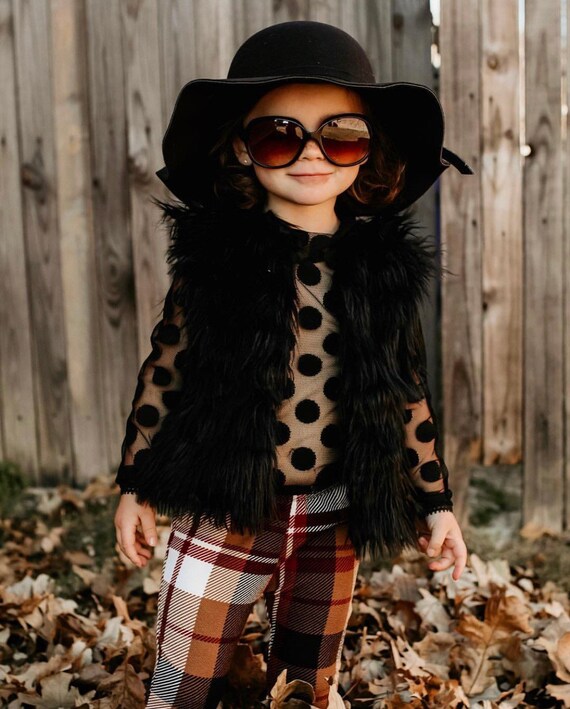 baby black fur vest