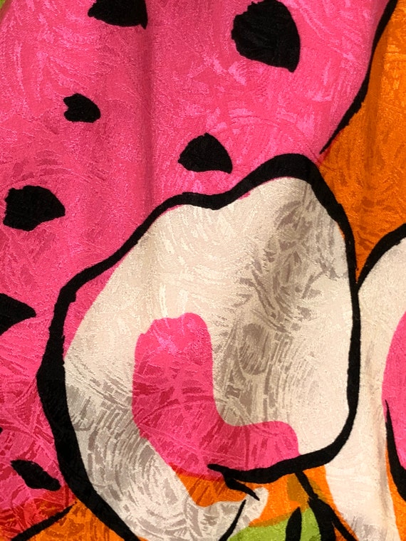 80s designer Flora Kung vibrant print floral silk… - image 5