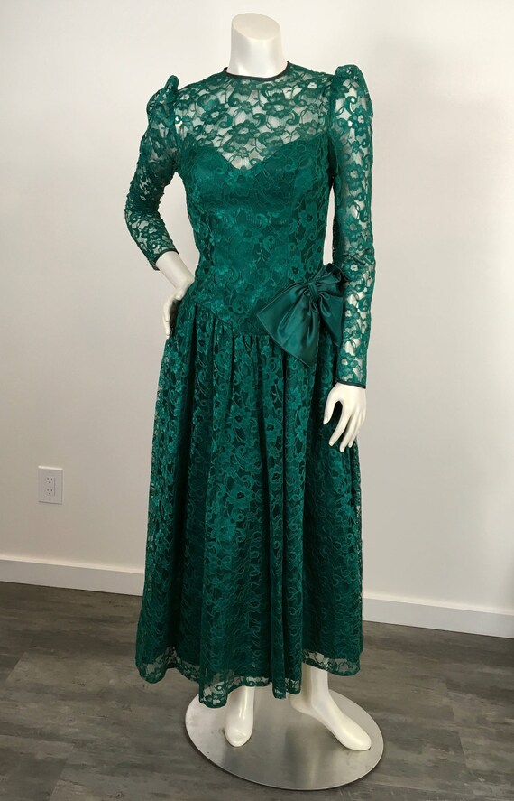 emerald green tea dress