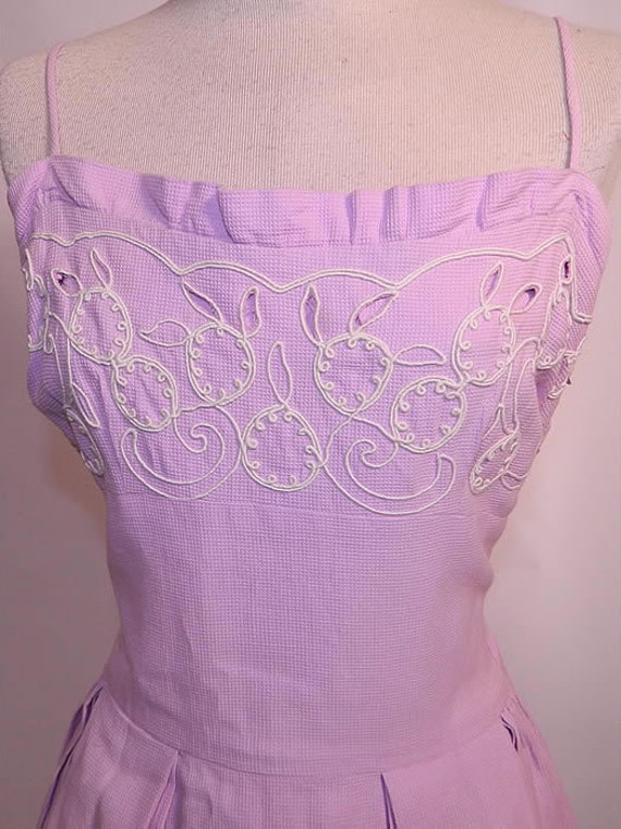 Vintage 1940s Lilac Dress | Lilac Cotton Pique Emb