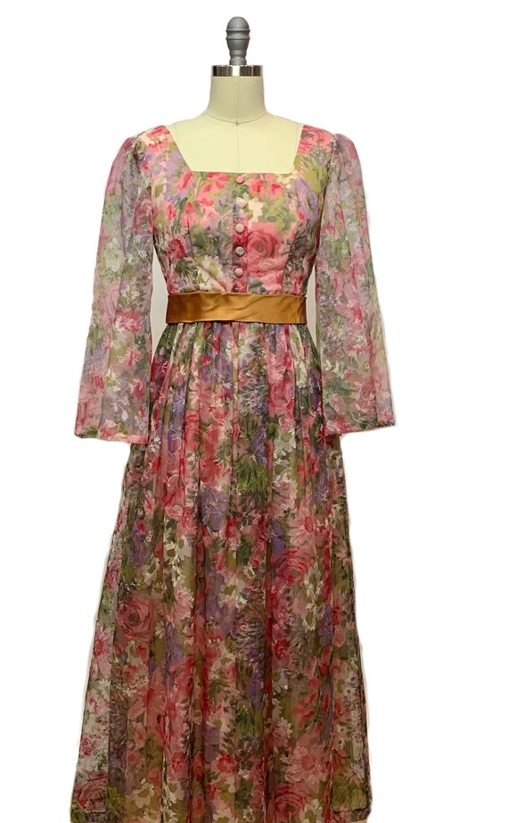 1960s Cottage Core Floral Maxi