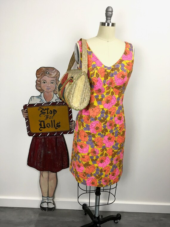 1950s 1960s Vintage Hawaiian Wiggle Dress Size Sma