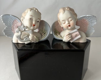 Pair of Vintage Lamore Cherubs, Occupied Japan, 1945-1952