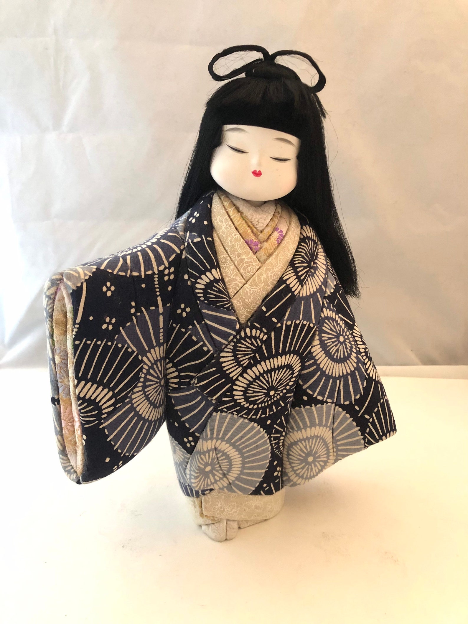 Large Vintage Japanese Kimekomi Doll with Outstretched Arm