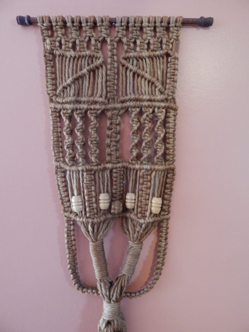 Fabulous Vintage Twotone Jute Macrame Wall Hanging With Etsy