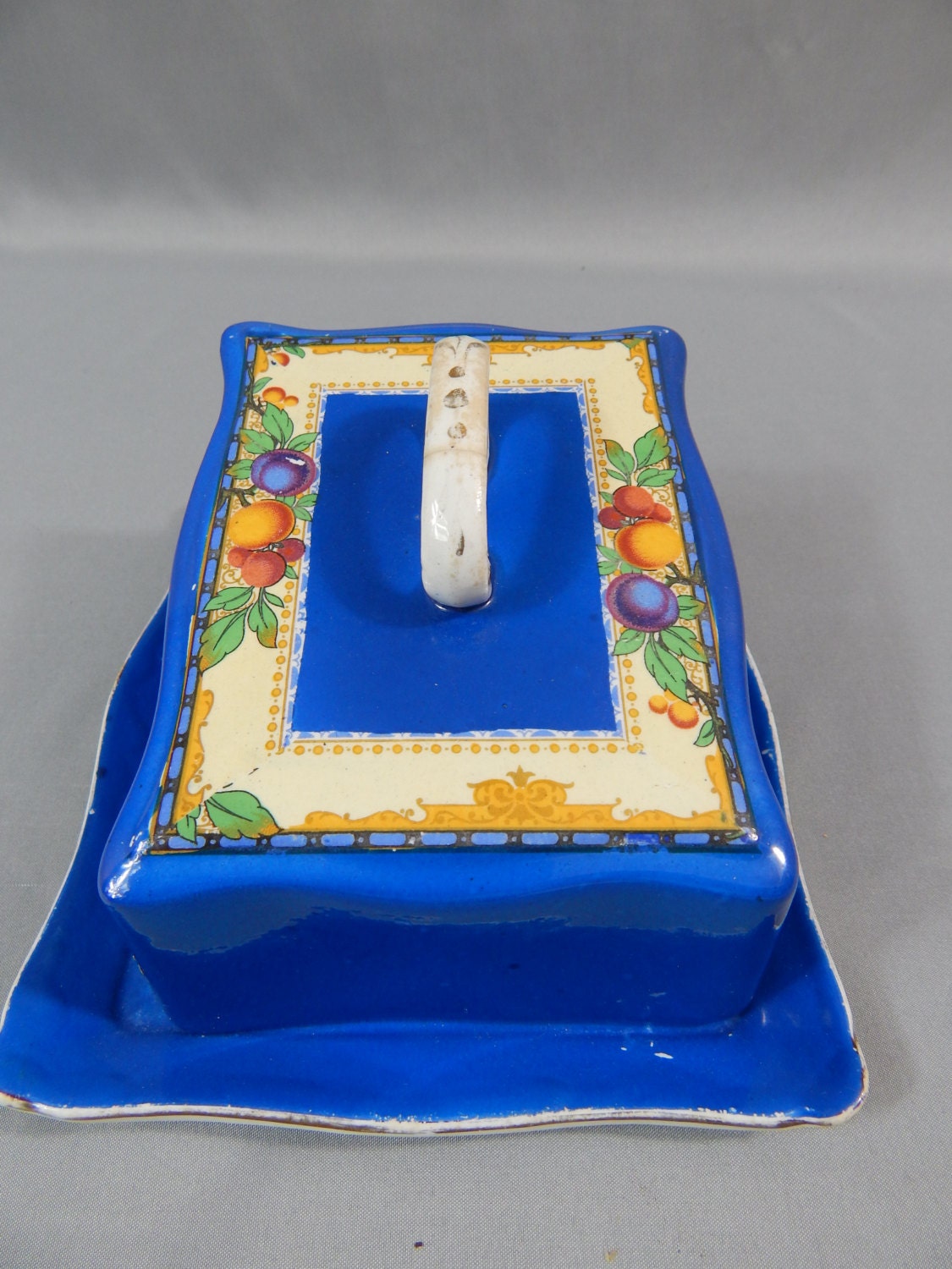Antique Porcelain Cheese Keeper or Butter Box Cobalt Blue Etsy