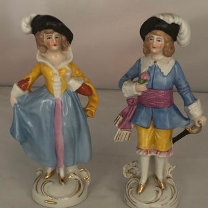 Outstanding Antique Matched Pair of German Porcelain Figurines - Marked Germany