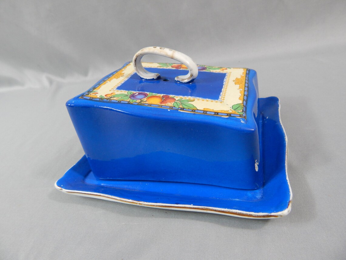 Antique Porcelain Cheese Keeper or Butter Box Cobalt Blue Etsy