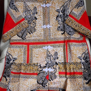 Vintage Thai Siam Cotton Batik Shirt, 1960s, Unisex, Tribal, Siamese, Thailand, Bangkok