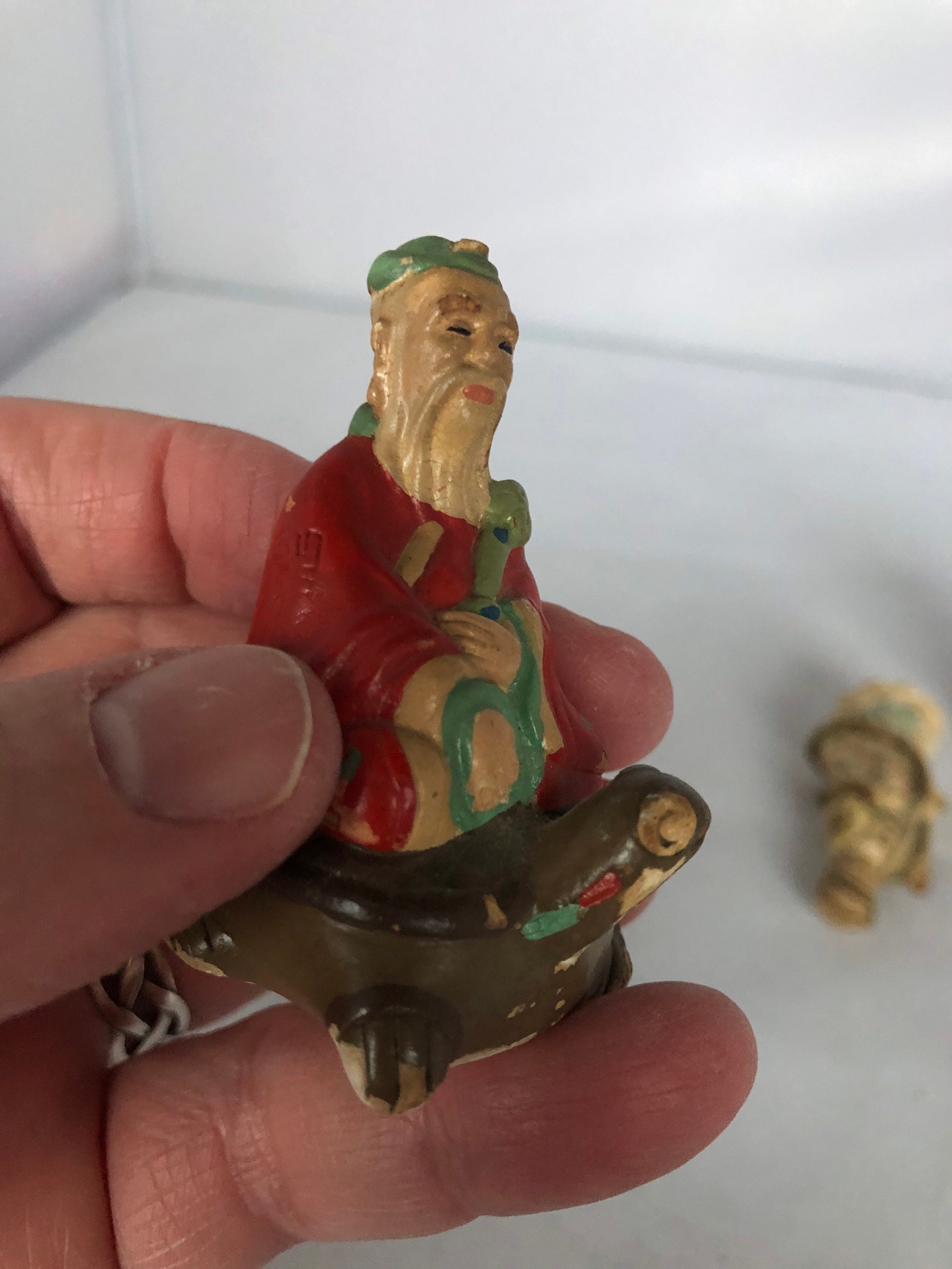 Set of Five Vintage Chinese Imperial Chalkware Chess Pieces, Figurines ...