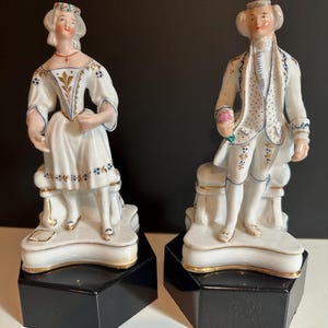 Beautiful Pair Antique Staffordshire Figural Spill Vases, Circa 1860s