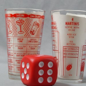 Pair of Vintage Mid-Century Barware Mixed Drink Recipe Tumblers, Circa 1950s, 1960s Madmen image 1