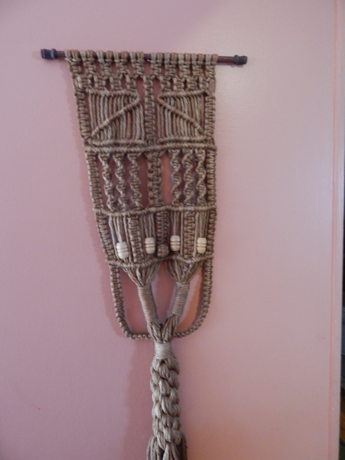 Fabulous Vintage TwoTone Jute Macrame Wall Hanging with Etsy