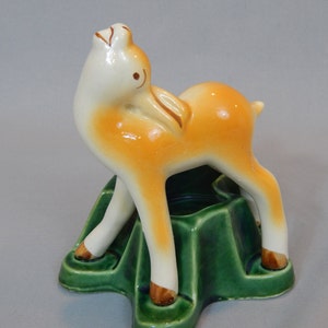 Vintage Stylized Porcelain Deer Planter or Dish, Circa 1930s - 1950s
