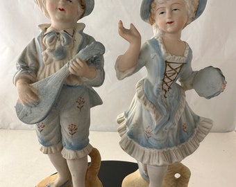 Vintage Matched Pair of Colonial Style Figurines - Lipper and Mann, Japan