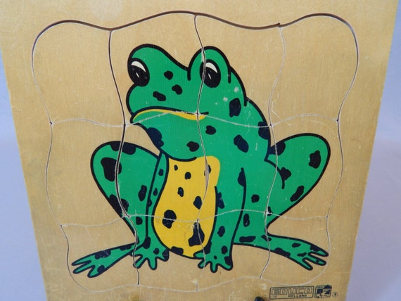 Download Unusual Vintage Multi-Layer Wood Frog Puzzle Educational ...
