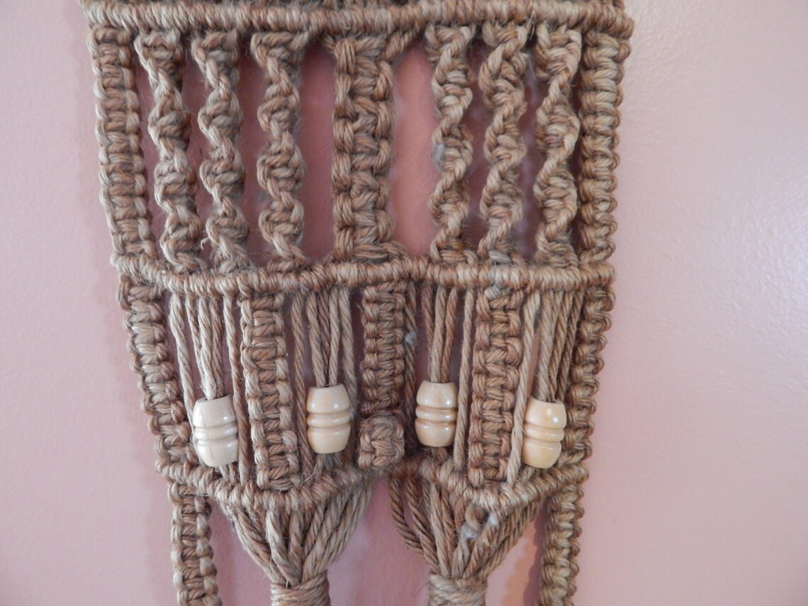 Fabulous Vintage TwoTone Jute Macrame Wall Hanging with Etsy