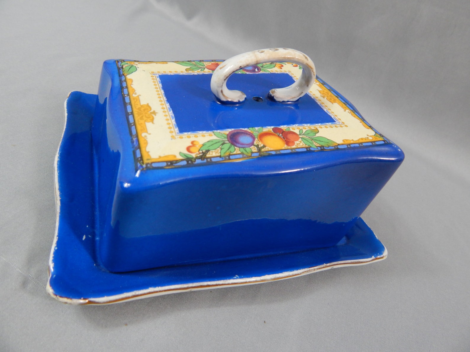 Antique Porcelain Cheese Keeper or Butter Box Cobalt Blue Etsy